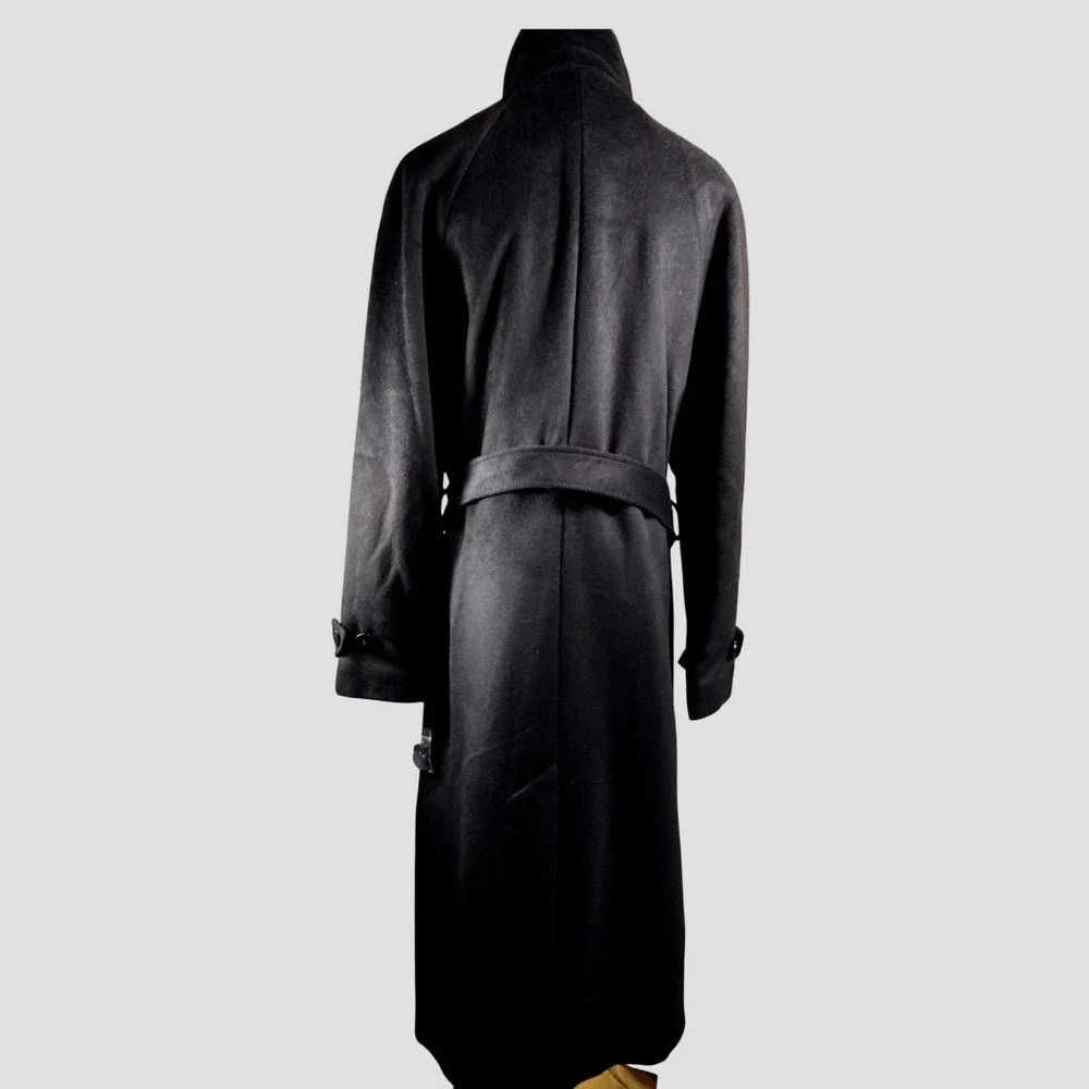 Lauren Ralph Lauren Maxi Wool Blend Trench Coat Black Belted Size 14 Style 25069 - Picture 7 of 14